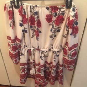 Pants - Red Floral Romper Pants - Red Floral Romper